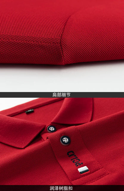 Brand Embroidered Men's Pure Cotton Popsicle Cotton Short Sleeved Polo Shirt Summer New Business Casual Breathable Men's Top 4xl - Ellianto fashion Men's