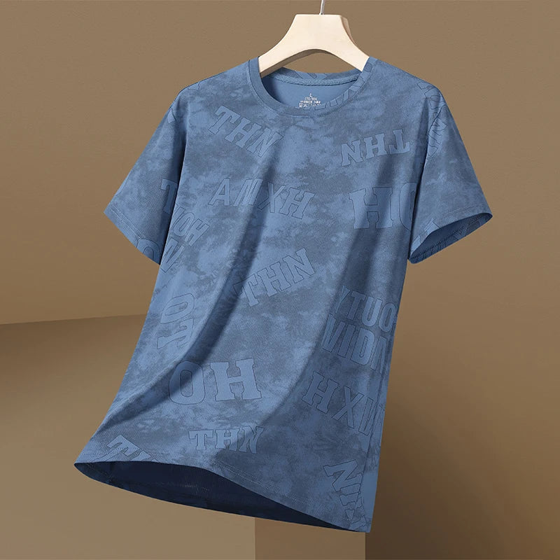 Ice-sensing Cooling Elastic Ice Silk Short-sleeved Daily Casual Versatile Sports Quick-drying T-shirt for Men - Ellianto fashion Men's