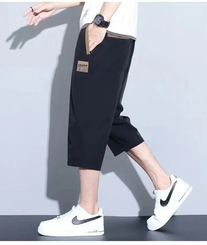 Summer New American Men's Trendy Brand Thin Design Sense Niche Loose Large Size Sport Casual Five-Part Pants - Ellianto fashion Men's