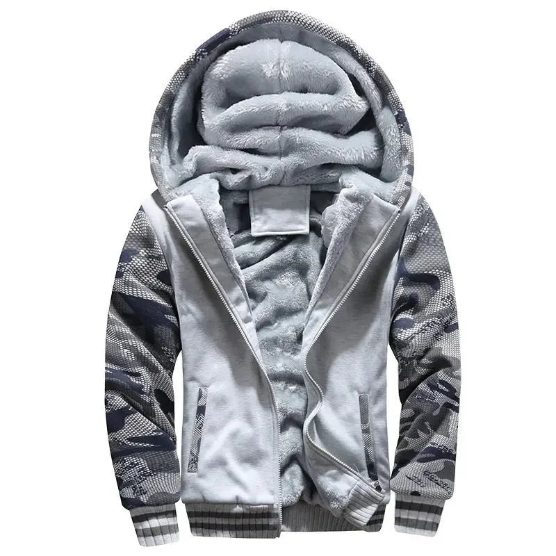 Men’s Hooded Fleece-Lined Baseball Jacket – Warm, Thickened Sweatshirt with Sporty Korean Style for Autumn-Winter Comfort