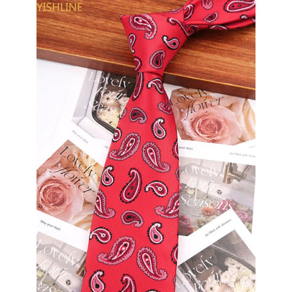 Man Tie Festival Fashion Striped Black Necktie Orange Dark Blue Gravata For Men Slim Paisley Floral Fit Wedding Corbatas Neck - Ellianto fashion Men's