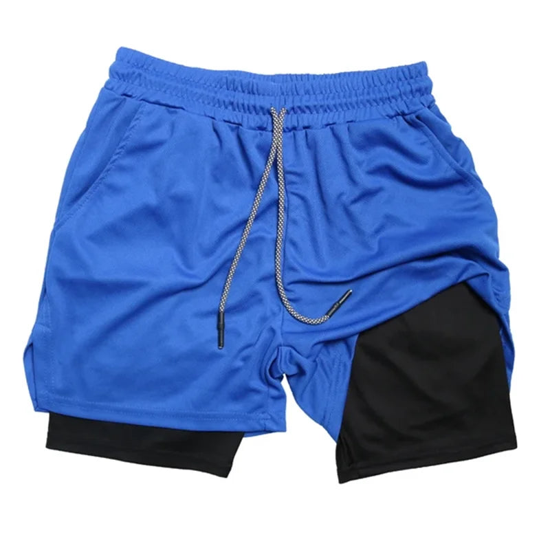 Summer sports versatile double layer men's shorts everyday casual quick-drying sports shorts men - Ellianto fashion Men's