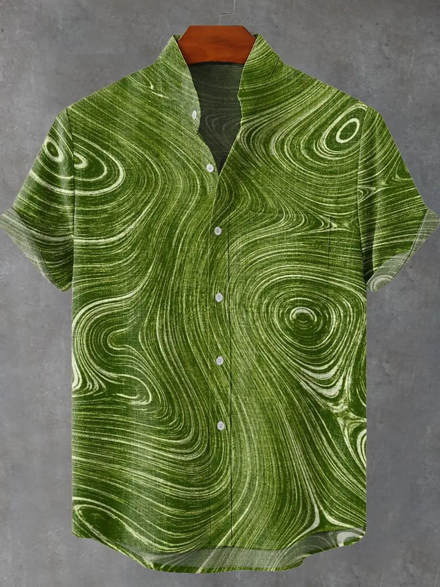 New Men's Linen Short Sleeve Shirt with Casual Animal Pattern, Fashionable Summer Top, New Collection - Ellianto fashion Men's