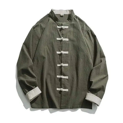 Mens Traditional Chinese Clothing Spring Autumn Solid Tang Suit Men Kung Fu Tai Chi Master Costume Male Tops Jackets Gift - Ellianto fashion Men's