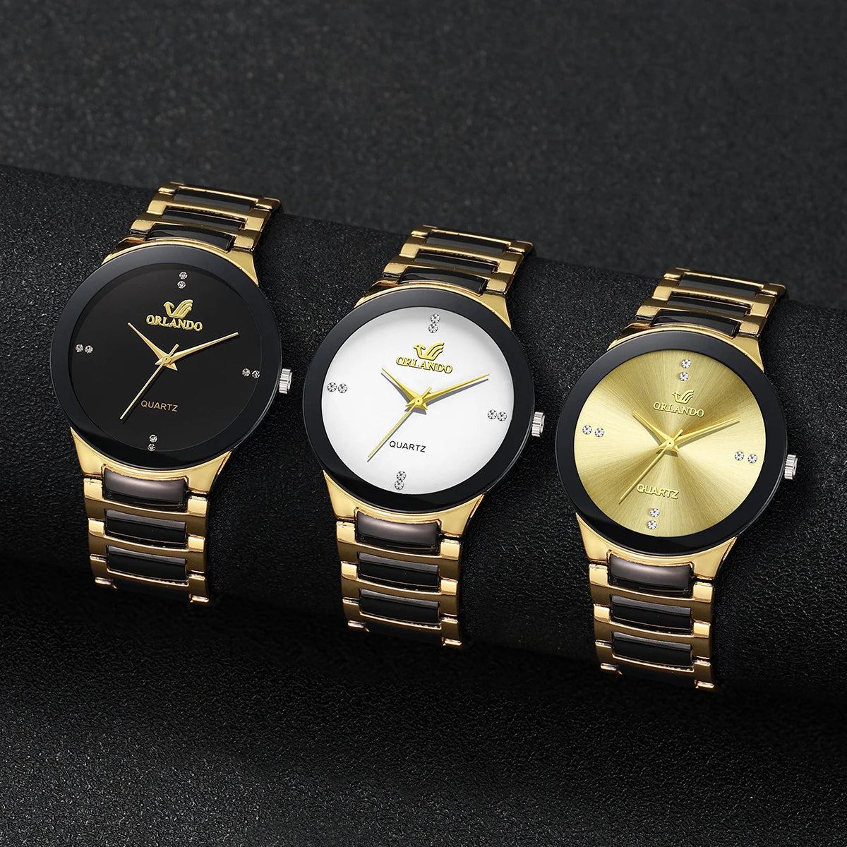 1/3PCS Men Business Watches Fashion Black Steel Band Male Analog Quartz Watch - Ellianto fashion Men's