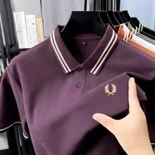 100% pure cotton high-end brand men polo shirt exquisite summer badge embroidery T-shirt fashionable lapel short sleeved shirt - Ellianto fashion Men's