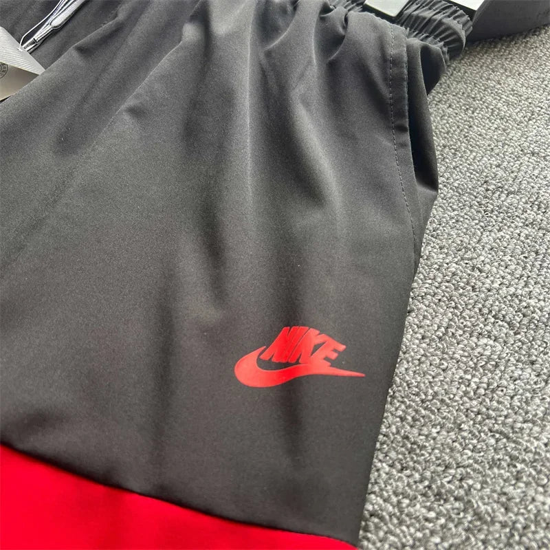 Nike Men's Breathable Shorts, Above The Knees, Moisture-wicking, Quick-dry, Athletic, Loose-fit Sweatpants, Black/Red/White - Ellianto fashion Men's