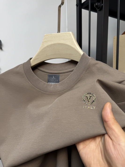 Set The 2025 new men's high-end 100% pure cotton premium T-shirt is a breathable and sweat-absorbent pure cotton T-shirt from Europe - Ellianto fashion Men's