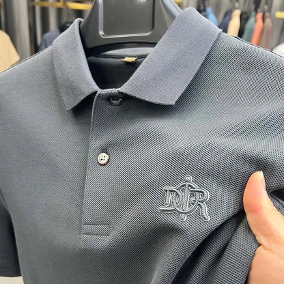 100% pure cotton luxury custom Tshirt summer new men's short sleeve business casual polo shirt high-end designer brand badge top - Ellianto fashion Men's