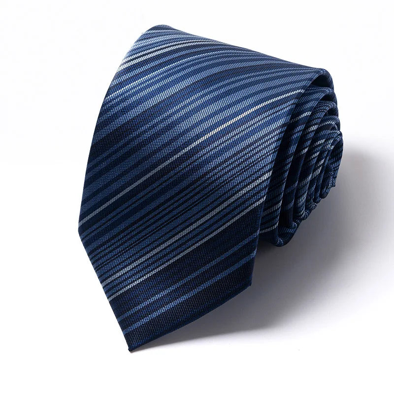 High-quality Wedding Ties For Men Fashion New Style Blue Strip Print Neckties Daily Office Apparel Accessories Gift For Man - Ellianto fashion Men's