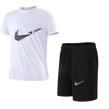 2025 Summer Fashion Men's Tracksuit T-shirt Shorts Set Leisure Short Sleeve Set Jogging Gym Suit Brand Clothing - Ellianto fashion Men's