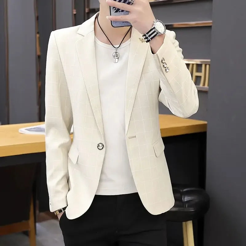 2025 Party Linen Gray Men's Suit Jackets Single Breasted Coat Male Blazer Summer New in Simple Clothing Fashion 2024 Casual Classic - Ellianto fashion Men's