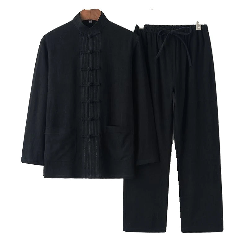 Hanfu Men Chinese Clothes for Men News Year Top Pant Hanfu Kung Fu Clothing Blouse Party Male Tang Suit Plus Size M-XXXXXL - Ellianto fashion Men's