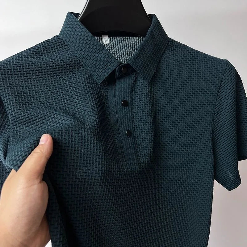 New Ice Silk ort Sve irt Men's Summer Thin Me Breathable Cool Feeling Collar Busin Top Trendy Faion Urban ... - Ellianto fashion Men's