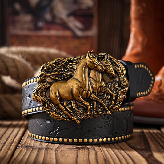 Casual, individual and retro belts, Western-style clothing accessories, metal buckles, PU belts, suitable for both men - Ellianto fashion Men's