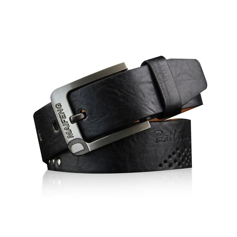 Simple Leather Men's Belt Luxury High Quality Classic Buckle Business Cowboy Vintage Waistband Alloy Belts - Ellianto fashion Men's