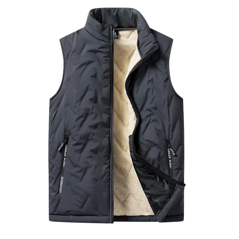 Autumn and winter fashion men's cotton vest jacket casual multifunctional plus size warm standing collar sleeveless men's top - Ellianto fashion Men's