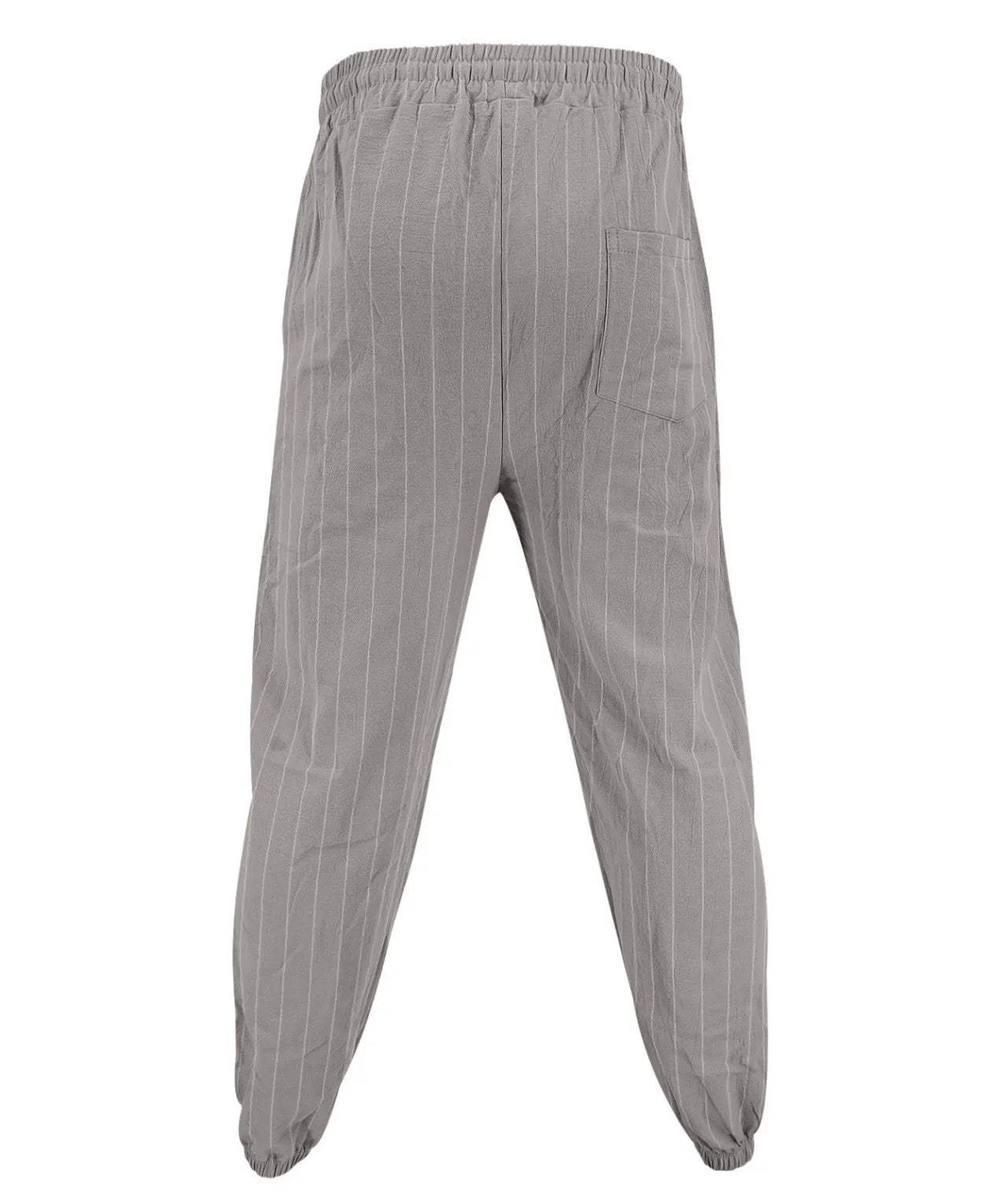 Men's Striped Casual Cotton Linen Blend Trousers Loose Fit Breathable Fashionable Sport Pants Street Versatile Trousers - Ellianto fashion Men's