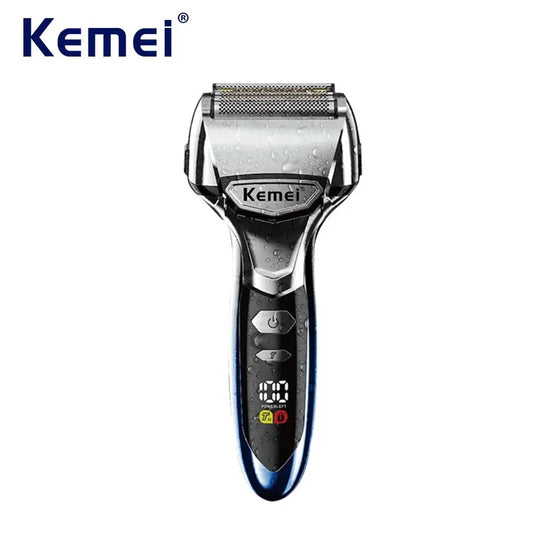 Kemei 5-Blade Electric Foil Shaver Men Face Beard Wet Dry Razor Rechargeable Bald Head Shaving Machine IPX7 Waterproof Washable - Ellianto fashion Men's