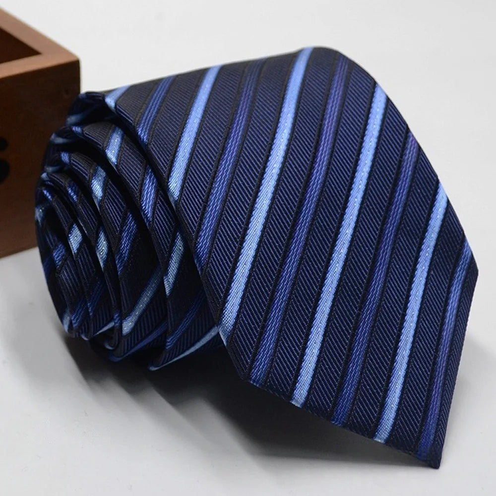 Classic Stripe Necktie Men Business Formal Wedding Tie 8cm Blue Black Pink Red Neck Ties Fashion Shirt Dress Accessories - Ellianto fashion Men's