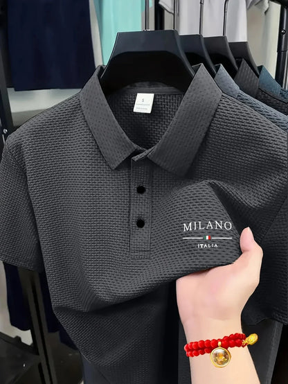 Men's Polo shirt, summer thin lapel short-sleeved, fashionable printed S314MILANO youth casual versatile top - Ellianto fashion Men's