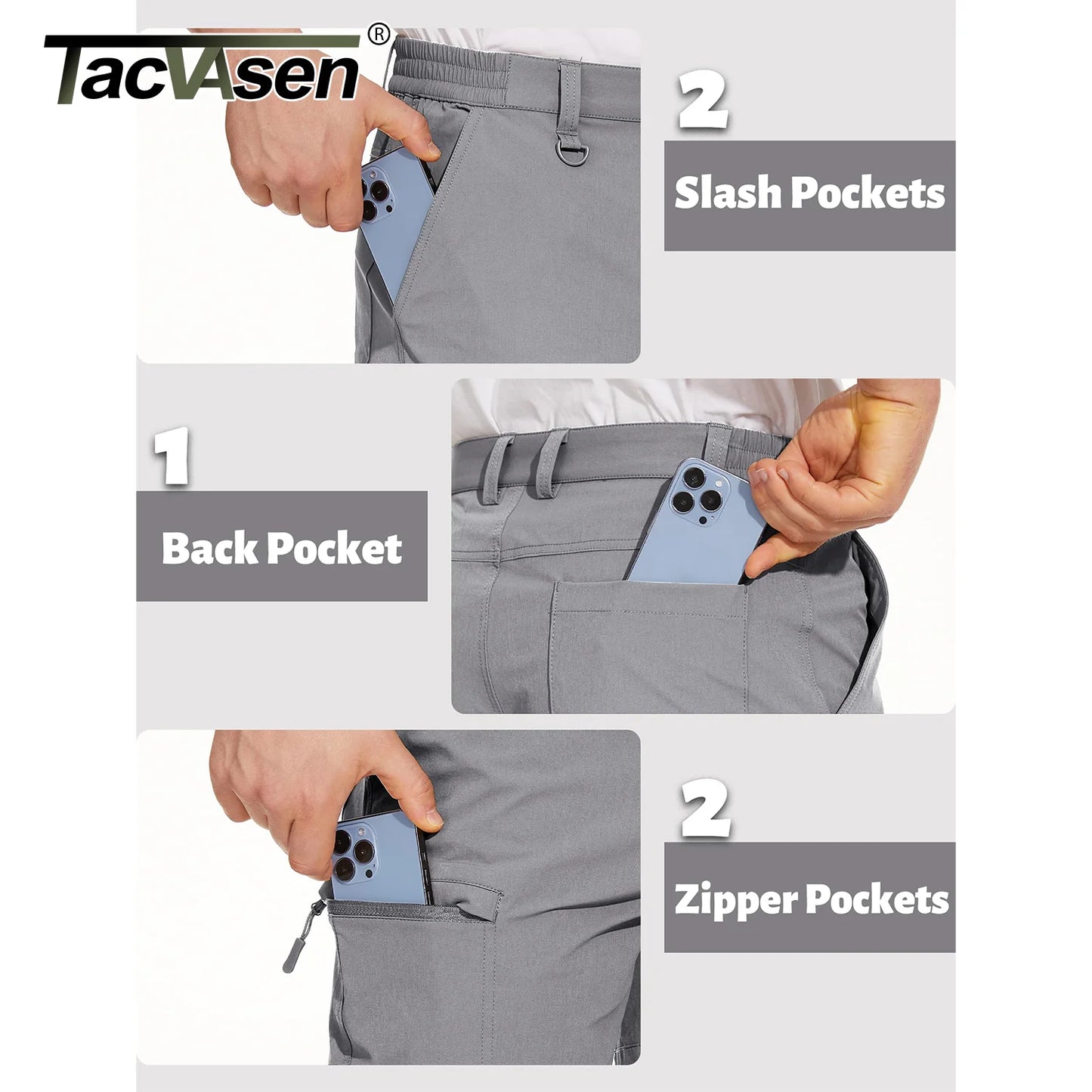 TACVASEN Summer Moisture Wicking Casual Shorts Mens Cargo Work Shorts Running Jogging Sports Bottoms Nylon Rip-Stop Short Pants - Ellianto fashion Men's