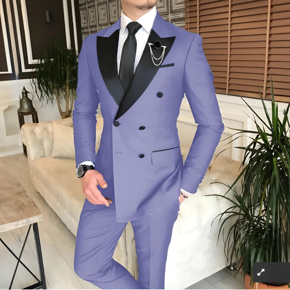 trend 2025 Men's Suit Tailored 2-Piece Clothing Fashion Men's Wedding Groom Suits Best Man Dinner Engagement Tuxedo - Ellianto fashion Men's