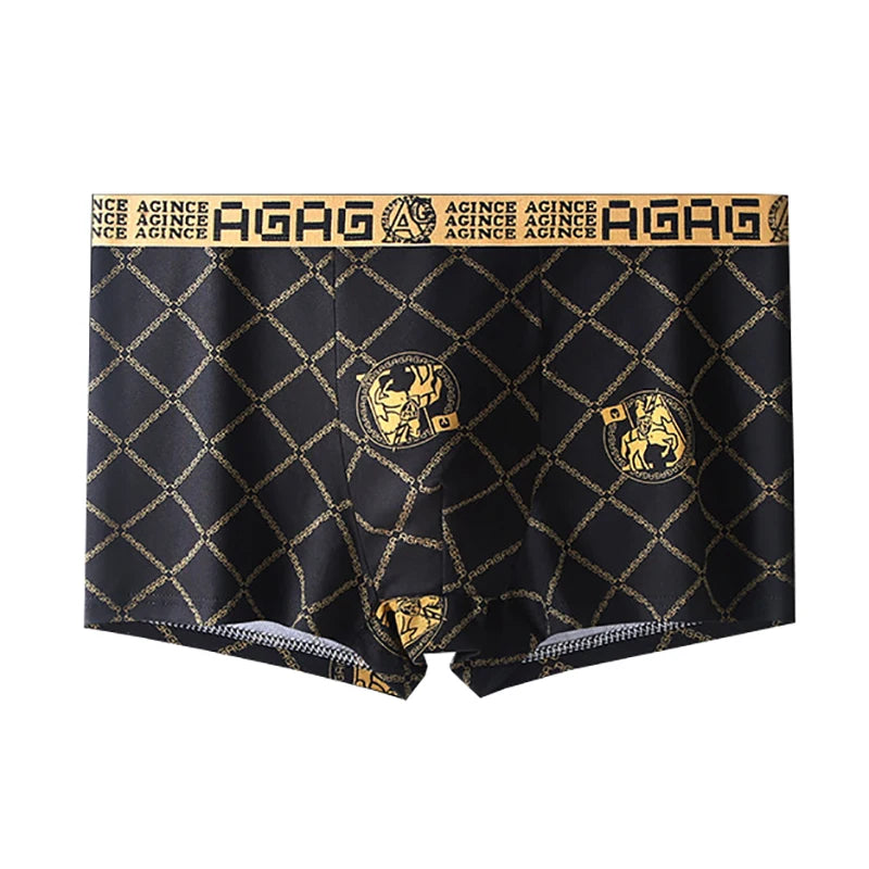 4pcs/set Men's Underwear Sexy Boxer Antibacterial Breathable Print Men Boxer Shorts New Style Boys Thin Flat Corner Panties - Ellianto fashion Men's