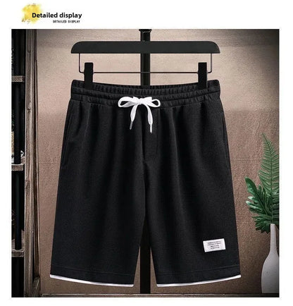 Casual Men's Sportswear Set Summer Short Sleeve Drawstring Shorts Loose Five-Quarter Pants Thin Male Outfit Two-Piece Suit - Ellianto fashion Men's