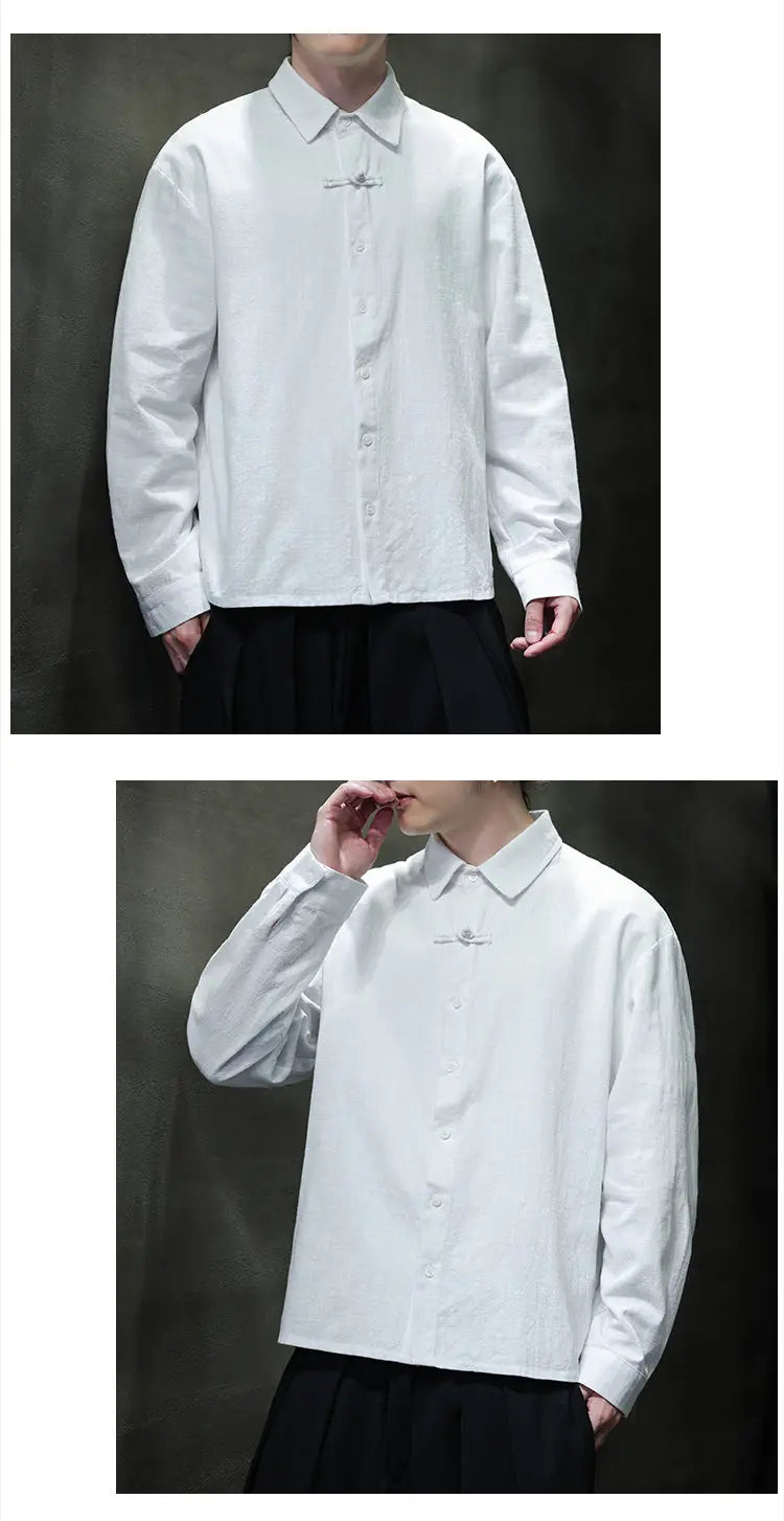 Mens Linen Shirts Casual Streetwear Long Sleeve Turn Down Collar Summer Beach Vacation Hawaiian Shirts M-5XL Plus Size Men Tops - Ellianto fashion Men's