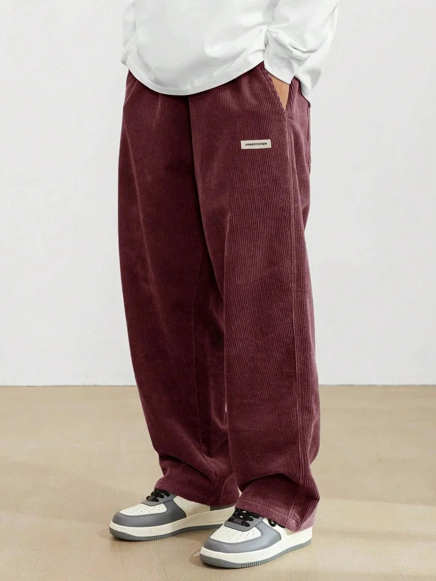 Corduroy pants men clothing Sweatpants Loose-Fit Casual Pants man baggy hosen Regular Length Trousers men cargo pants women - Ellianto fashion Men's