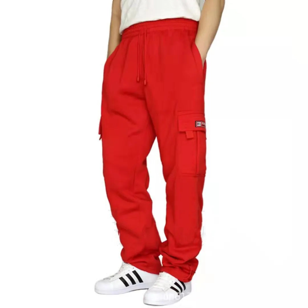Men's Trousers Work Attire Foot Drawstring Leisure Sports Thickened Pocket Solid Color Four Seasons Loose Pants - Ellianto fashion Men's