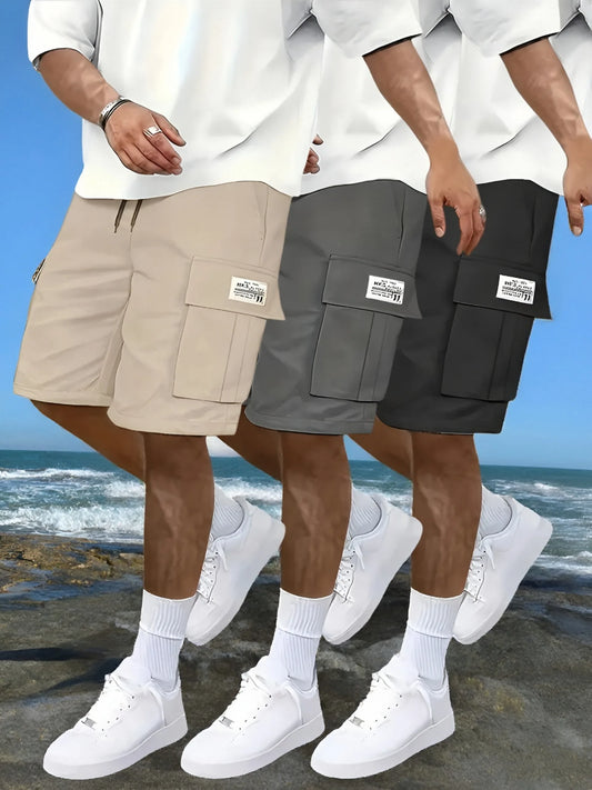 Men's work shorts; summer comfort; multi-pocket; outdoor leisure sport beach pants; elastic waistband - Ellianto fashion Men's