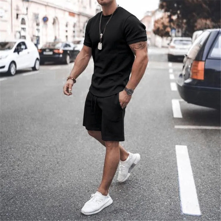 Men's Casual Sports Suit Quick Drying Short Sleeved T-shirt Loose Shorts Street Trend Two-piece Set Multi-color - Ellianto fashion Men's