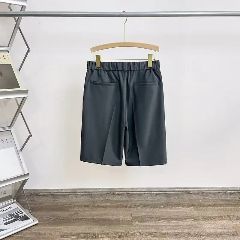 Summer Five-point Pants Short Men's Drape Fabric Casual 5 Points Mid Pants Wild Youth Loose White Suit Shorts Bermuda Masculina - Ellianto fashion Men's