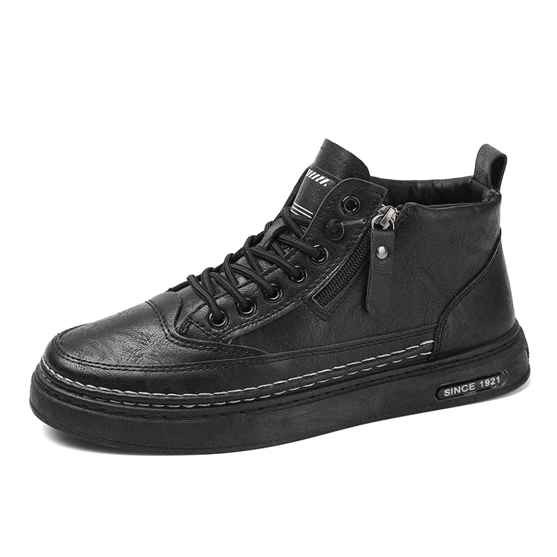 Men Boots Winter High Top Leather Shoes Fashion Cotton Shoes Fashion Ankle Boots Business Casual Outdoor Shoes Male Sneakers New - Ellianto fashion Men's