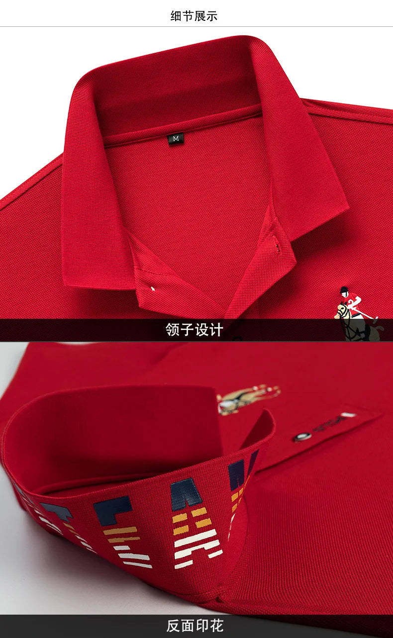 Brand Embroidered Men's Pure Cotton Popsicle Cotton Short Sleeved Polo Shirt Summer New Business Casual Breathable Men's Top 4xl - Ellianto fashion Men's