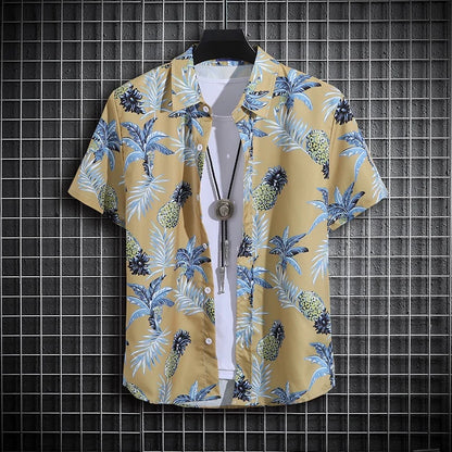 Men's Summer Short Sleeve Printed Shirt Thin Beach Shirt Men's Clothing Turtle Neck Polo Shirt for Men Casual Top - Ellianto fashion Men's