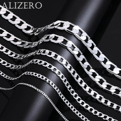 Men's 925 Sterling Silver Necklace 2/4/6/8/10/12MM 40-75cm Face Chain Necklace Lobster Clasp Men Women Engagement Jewelry Gifts - Ellianto fashion Men's