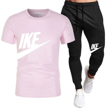 Set The new summer fashion sportswear for 2025: men's short-sleeved high-quality cotton T-shirt + sports shorts 2-piece set, men's c - Ellianto fashion Men's