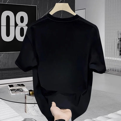 Printed T-shirt Men's Short sleeve 2025 summer loose fashion brand letter half sleeve Breathable Body shirt 100% cotton top - Ellianto fashion Men's