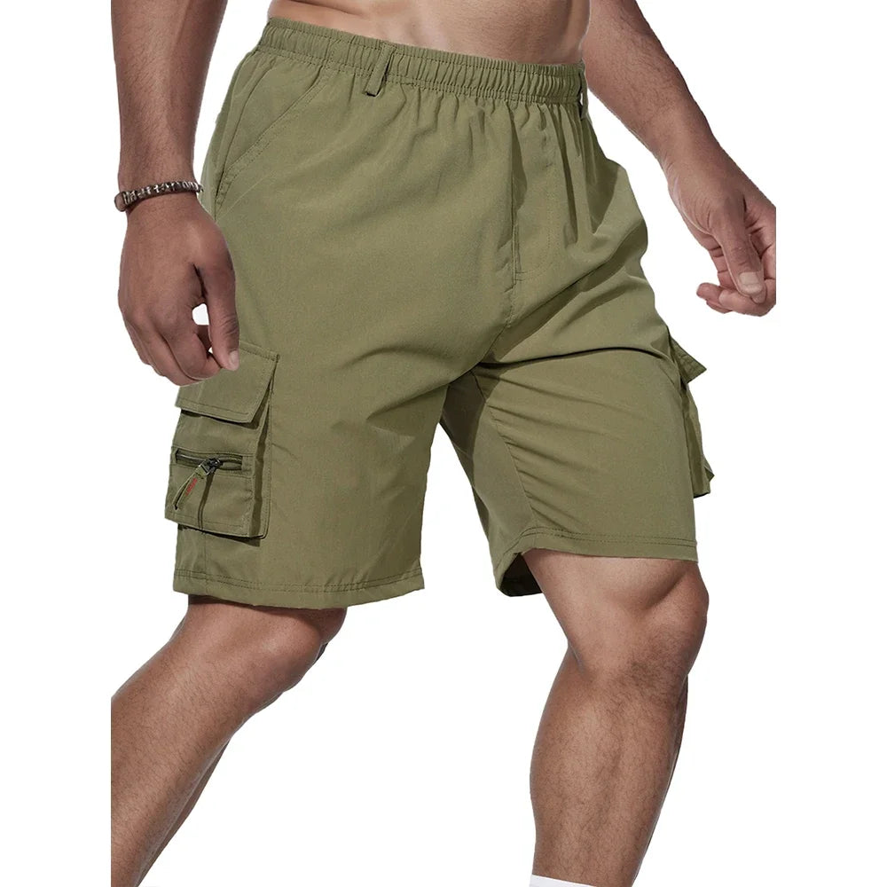 Men's Shorts Loose Large Size Multi-Pocket Overalls Summer Comfortable Elastic Waist Pants Outdoor Casual Sports Beach Pants - Ellianto fashion Men's