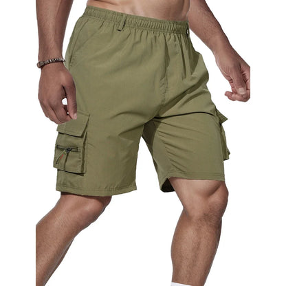 Men's Shorts Loose Large Size Multi-Pocket Overalls Summer Comfortable Elastic Waist Pants Outdoor Casual Sports Beach Pants - Ellianto fashion Men's
