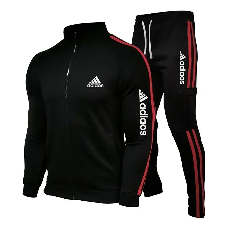 2025 New Men's Zipper Tracksuit Set Sweatshirt and Sweatpants Sports Suit Running Fitness Clothing - Ellianto fashion Men's