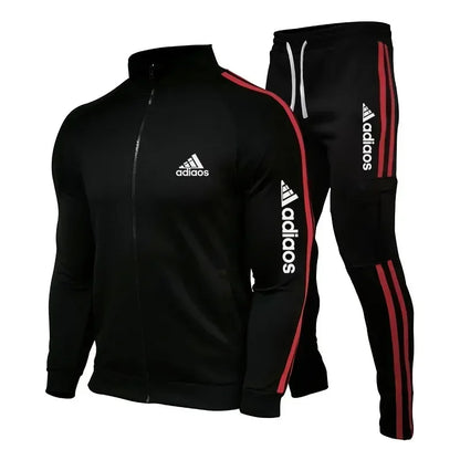 2025 New Men's Zipper Tracksuit Set Sweatshirt and Sweatpants Sports Suit Running Fitness Clothing - Ellianto fashion Men's