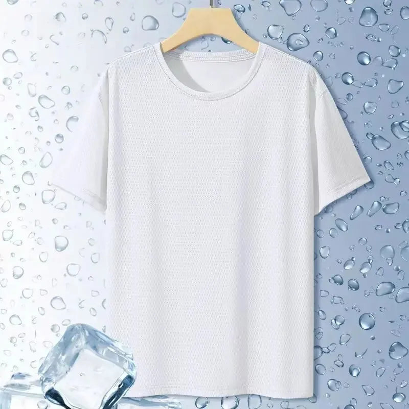 Summer New Ice Silk Mesh Short Sleeve POLO Shirt Men's Solid Color Versatile Cool Feeling Business Casual Half Sleeve Top Trendy - Ellianto fashion Men's