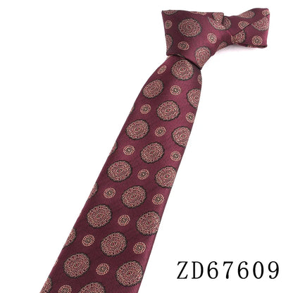 NEW 8cm Wide Tie For Man Jacquard Necktie Luxury Flower Business Neck Tie Suit Cravat Dark Red Ties For Wedding Party Men Gift - Ellianto fashion Men's