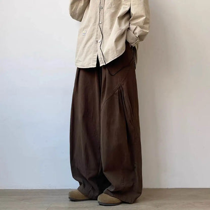 Retro Harajuku Wide-Leg Casual Pants – Lightweight Loose-Fit Straight Trousers for Effortless Spring-Autumn Style