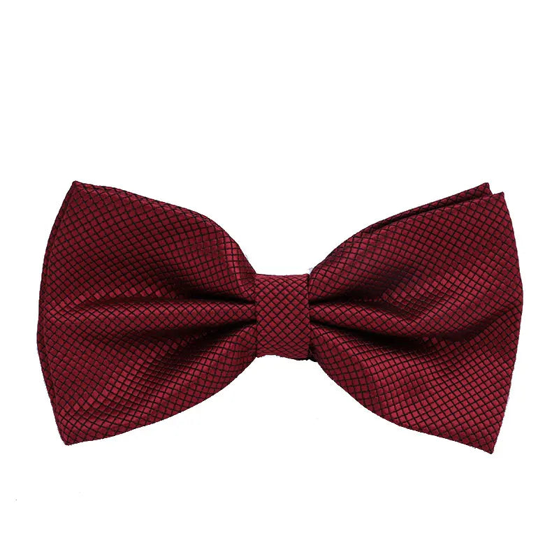 Solid Bowtie Mans Tie Solid Fashion Check Bowties Wedding Banquet Black Gold Red Green Pink Black White Classic Bow Ties For Men - Ellianto fashion Men's