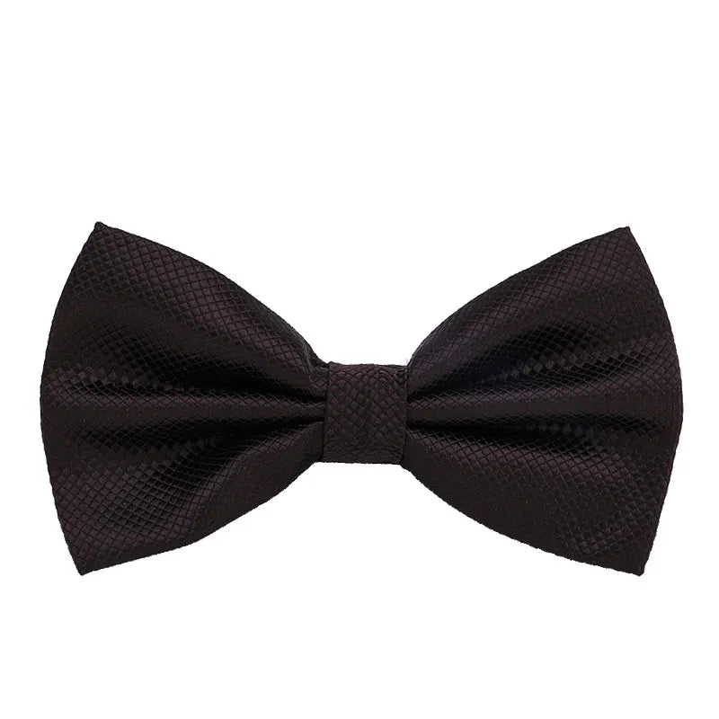 Solid Bowtie Mans Tie Solid Fashion Check Bowties Wedding Banquet Black Gold Red Green Pink Black White Classic Bow Ties For Men - Ellianto fashion Men's